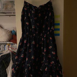 Blue Dress with Pink Flowers